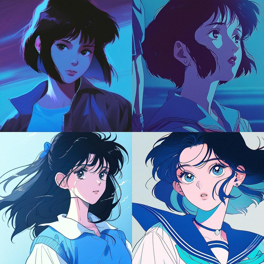 Perfect Blue style, Midjourney Niji 4, render 1 of 4