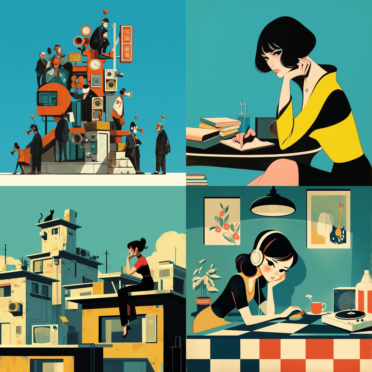 Pete McKee style, Midjourney Niji 6, render 1 of 4