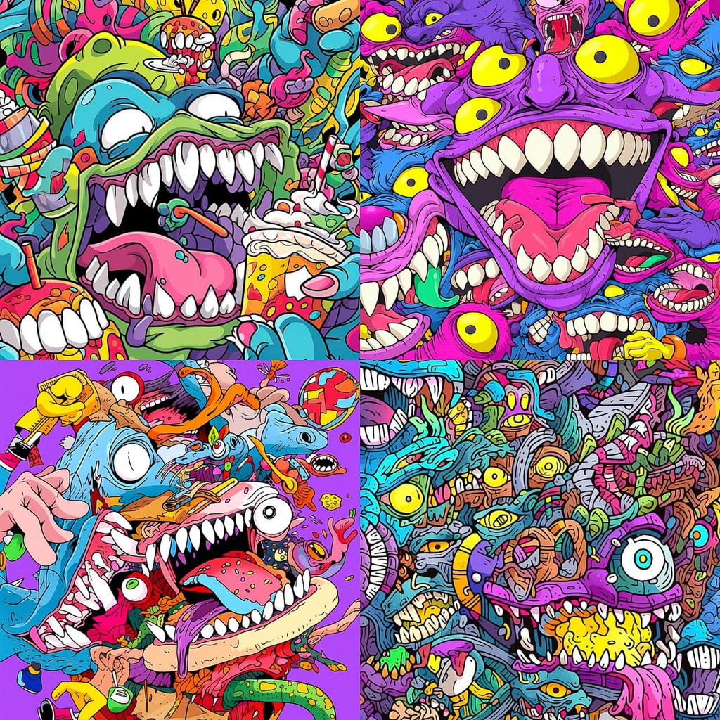 Peter Bagge style, Midjourney Niji 5, render 1 of 4