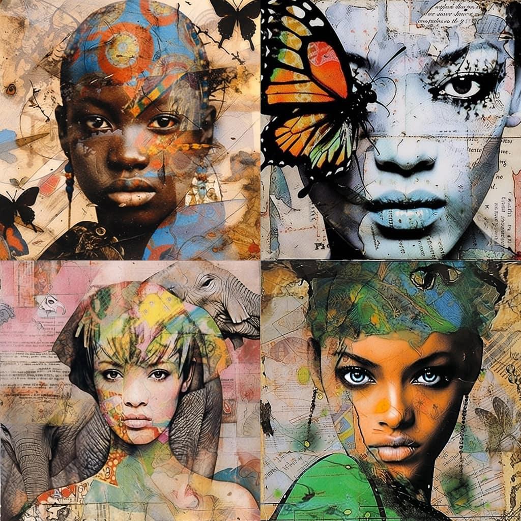 Peter Beard style, Midjourney Niji 5, render 1 of 4