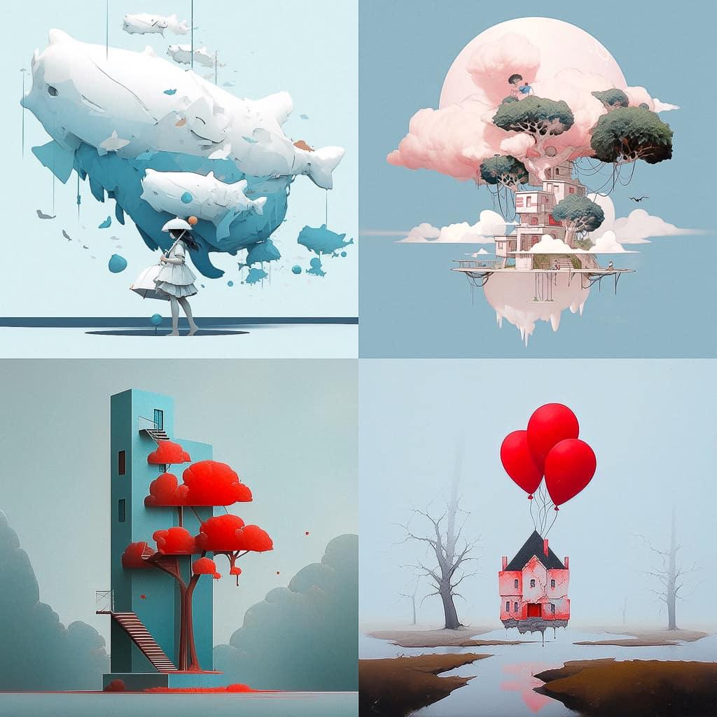 Peter Callesen style, Midjourney Niji 5, render 1 of 4