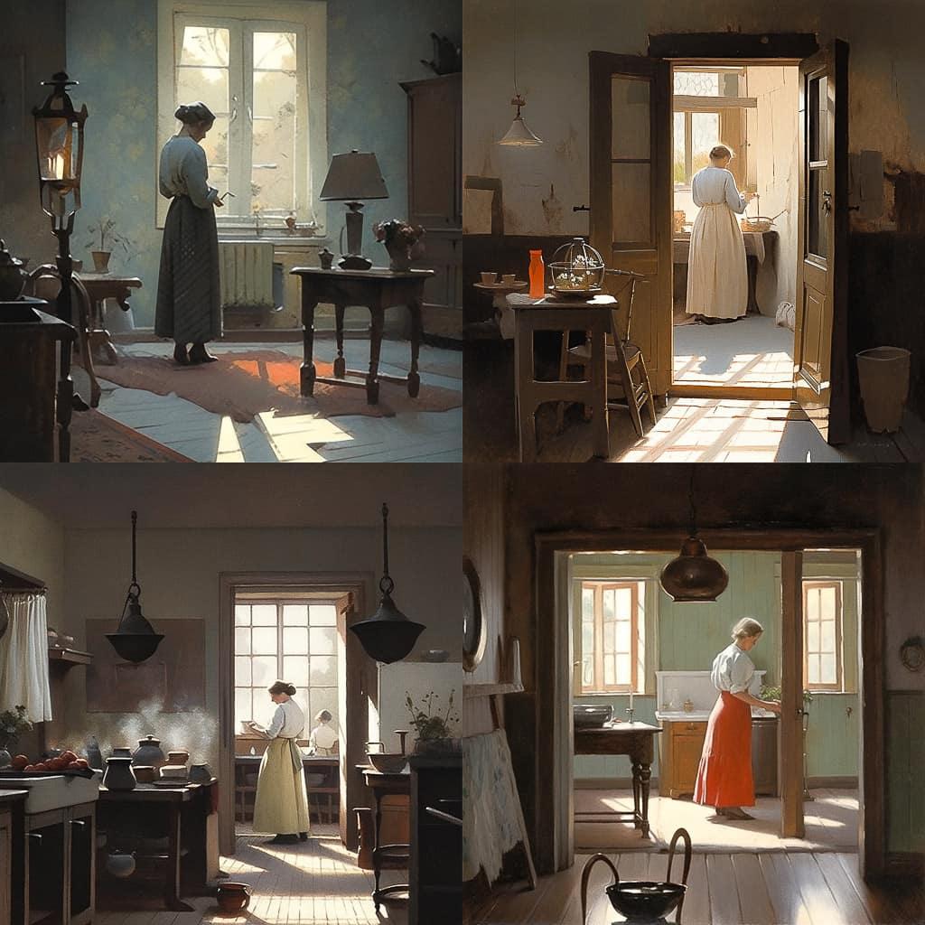 Peter Ilsted style, Midjourney Niji 5, render 1 of 4
