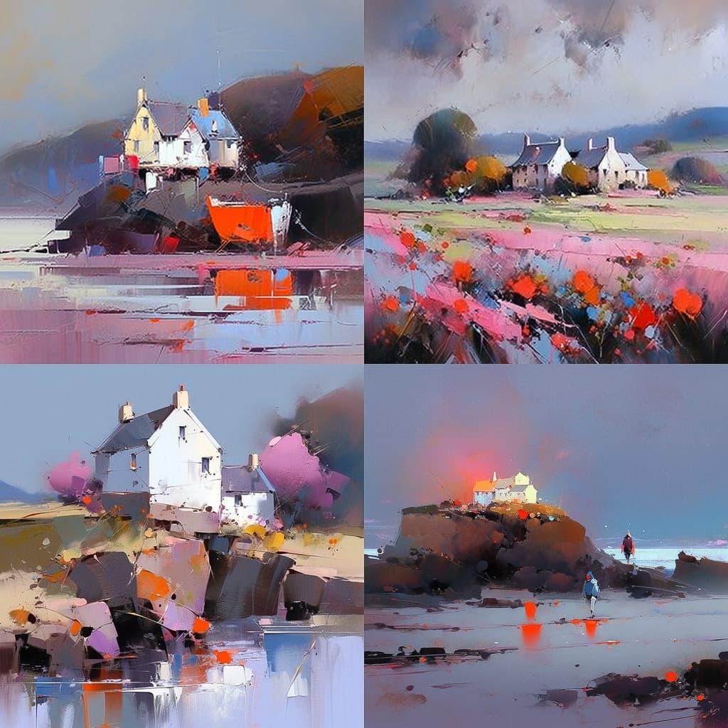 Peter Wileman style, Midjourney Niji 5, render 1 of 4