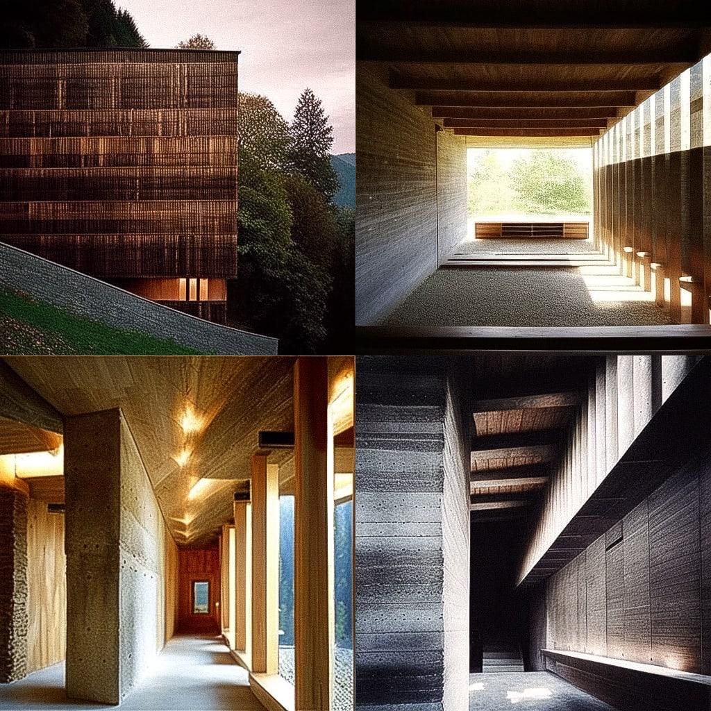 Peter Zumthor style, Midjourney Niji 4, render 1 of 4