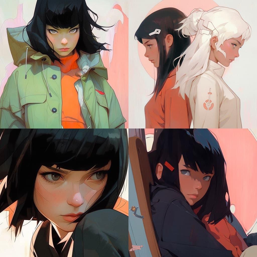 Phil Noto style, Midjourney Niji 5, render 1 of 4