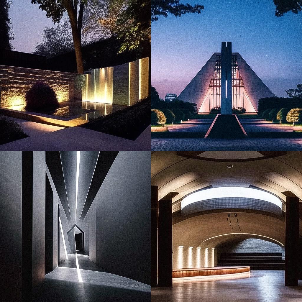 Philip Johnson style, Midjourney Niji 4, render 1 of 4
