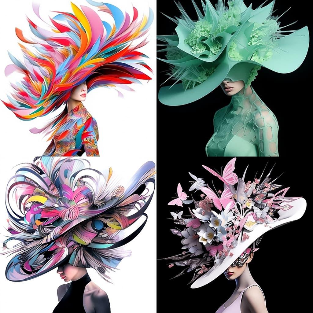 Philip Treacy style, Midjourney Niji 5, render 1 of 4