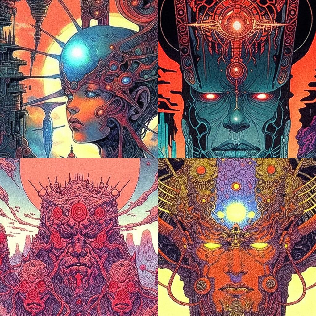 Philippe Druillet style, Midjourney Niji 4, render 1 of 4