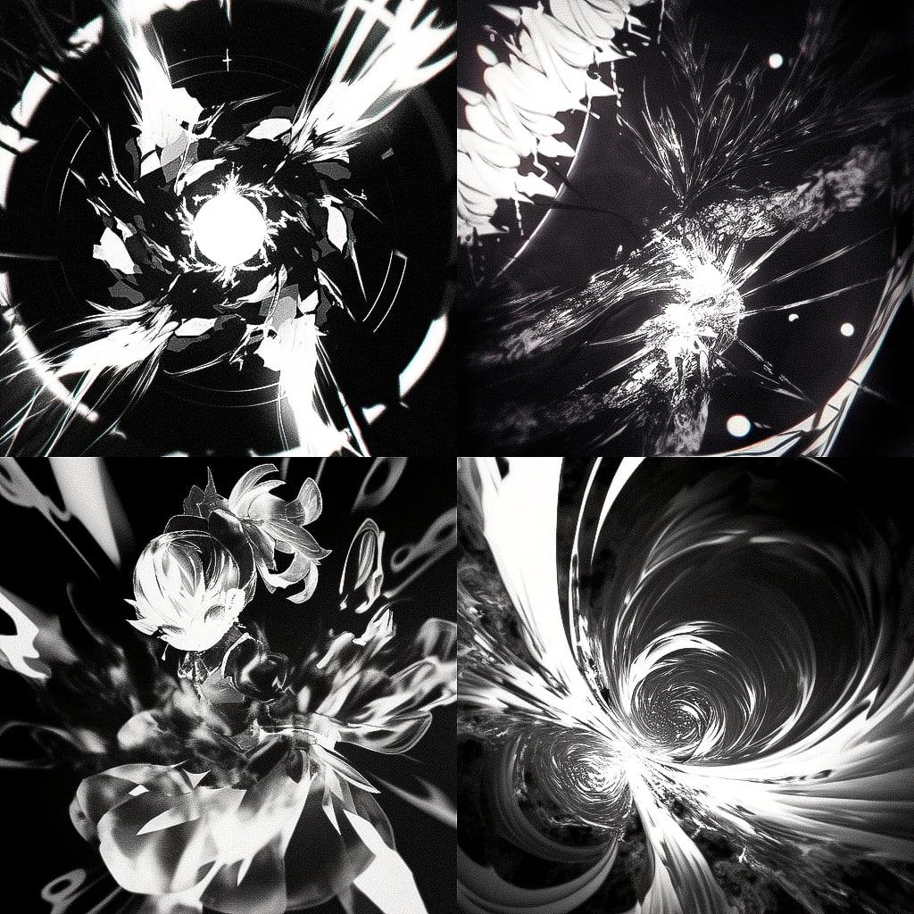 Photogram style, Midjourney Niji 4, render 1 of 4