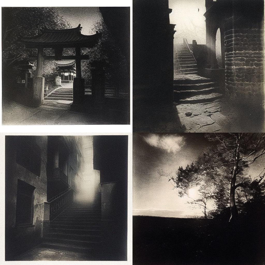 Photogravure style, Midjourney Niji 4, render 1 of 4