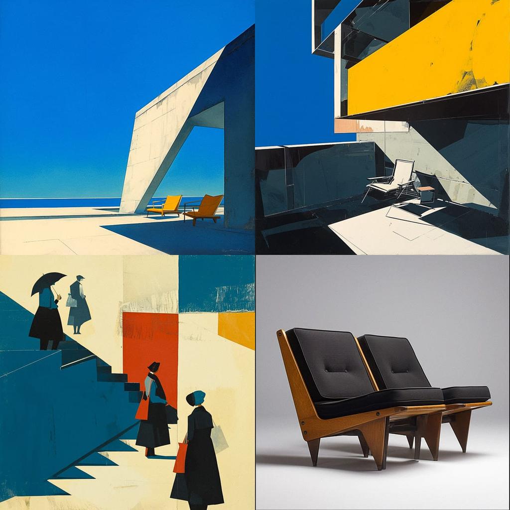 Pierre Jeanneret style, Midjourney Niji 6, render 1 of 4