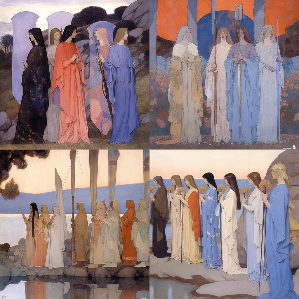 Pierre Puvis de Chavannes style, Midjourney Niji 5, render 1 of 4