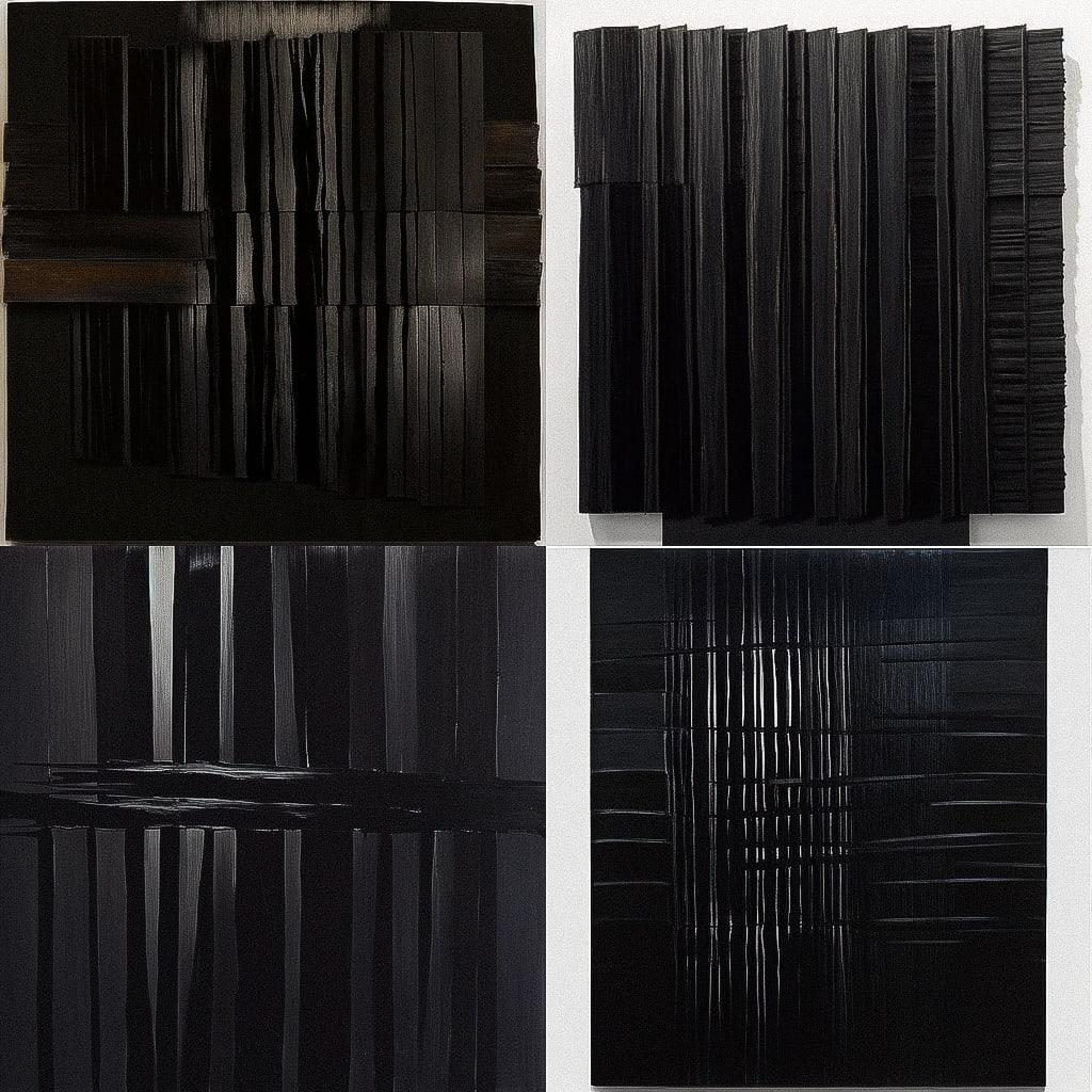 Pierre Soulages style, Midjourney Niji 4, render 1 of 4