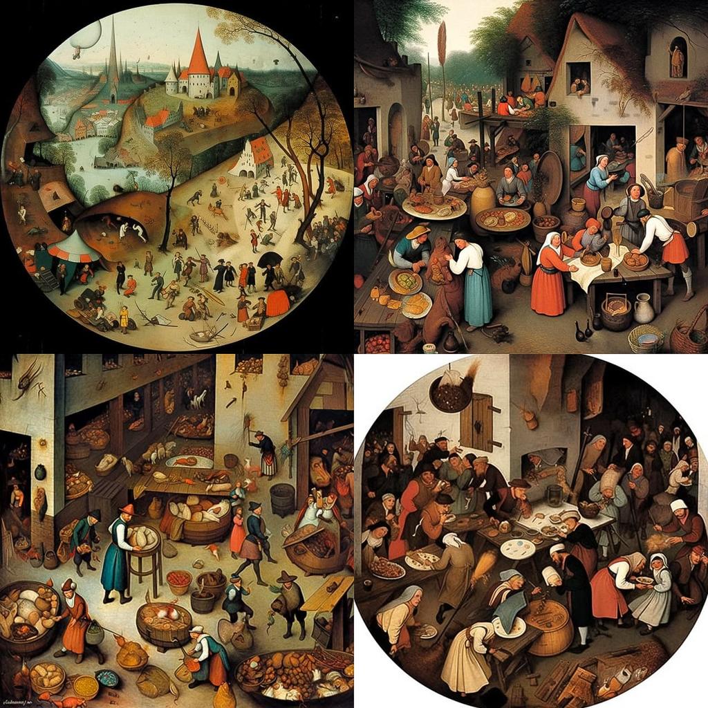 Pieter Bruegel the Elder style, Midjourney Niji 5, render 1 of 4