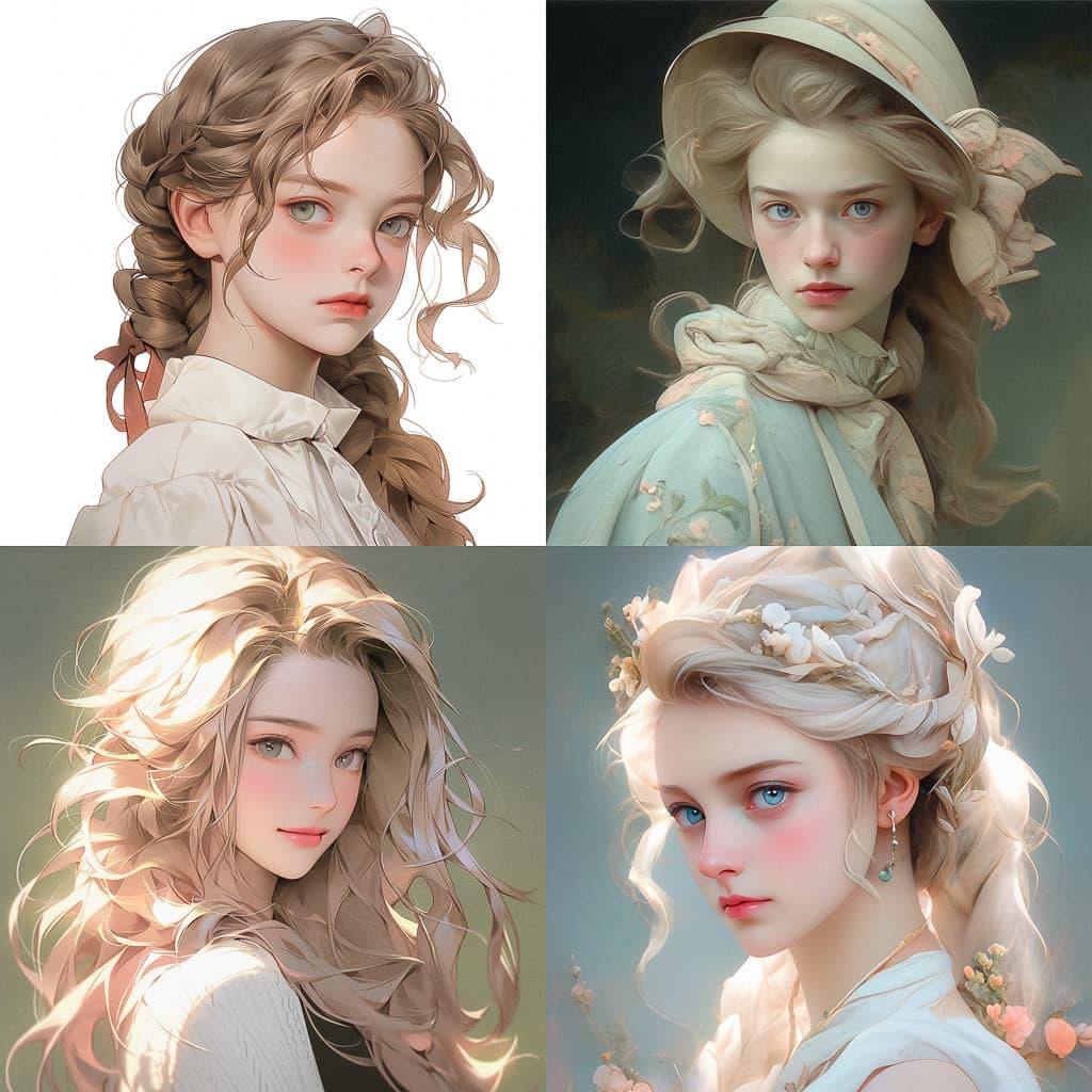 Pietro Antonio Rotari style, Midjourney Niji 5, render 1 of 4