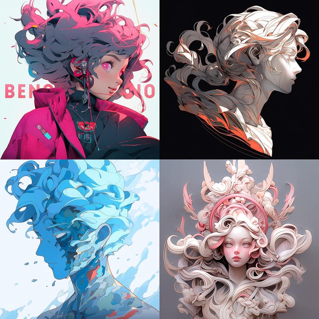Pietro Bernini style, Midjourney Niji 5, render 1 of 4