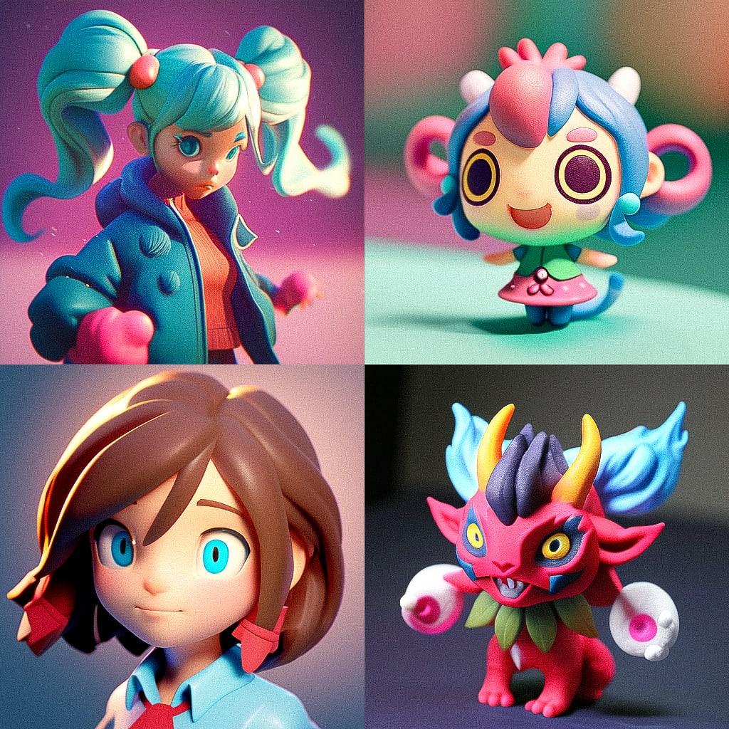 Plasticine style, Midjourney Niji 4, render 1 of 4