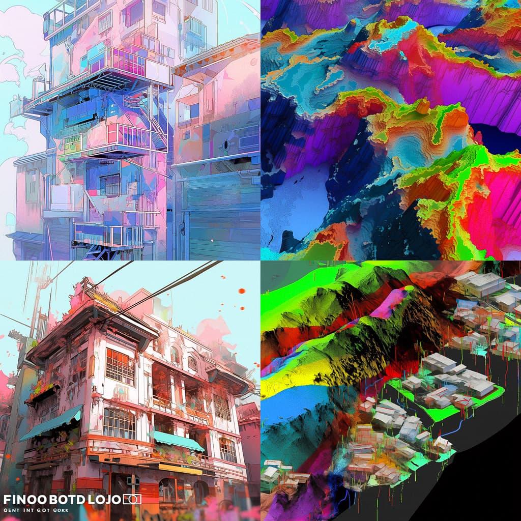 Point cloud style, Midjourney Niji 5, render 1 of 4