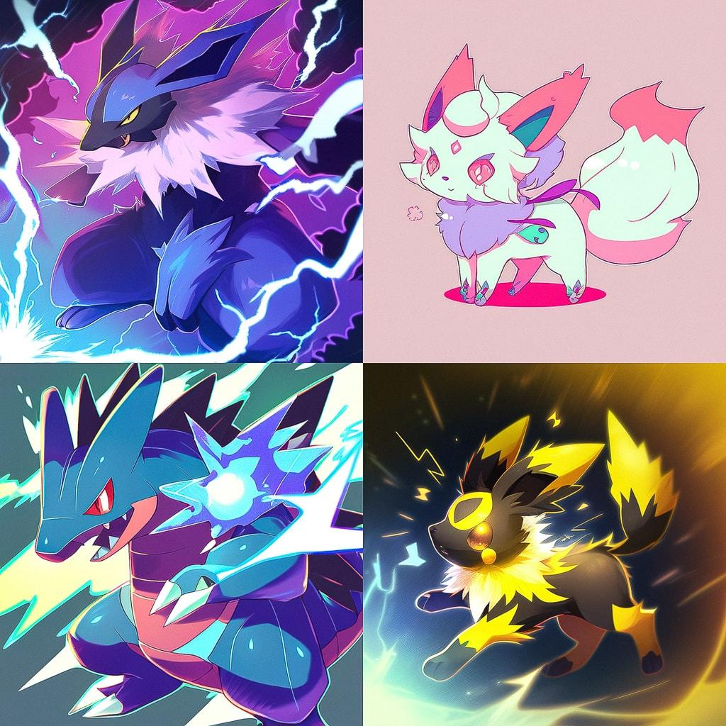 Pokemon style, Midjourney Niji 4, render 1 of 4