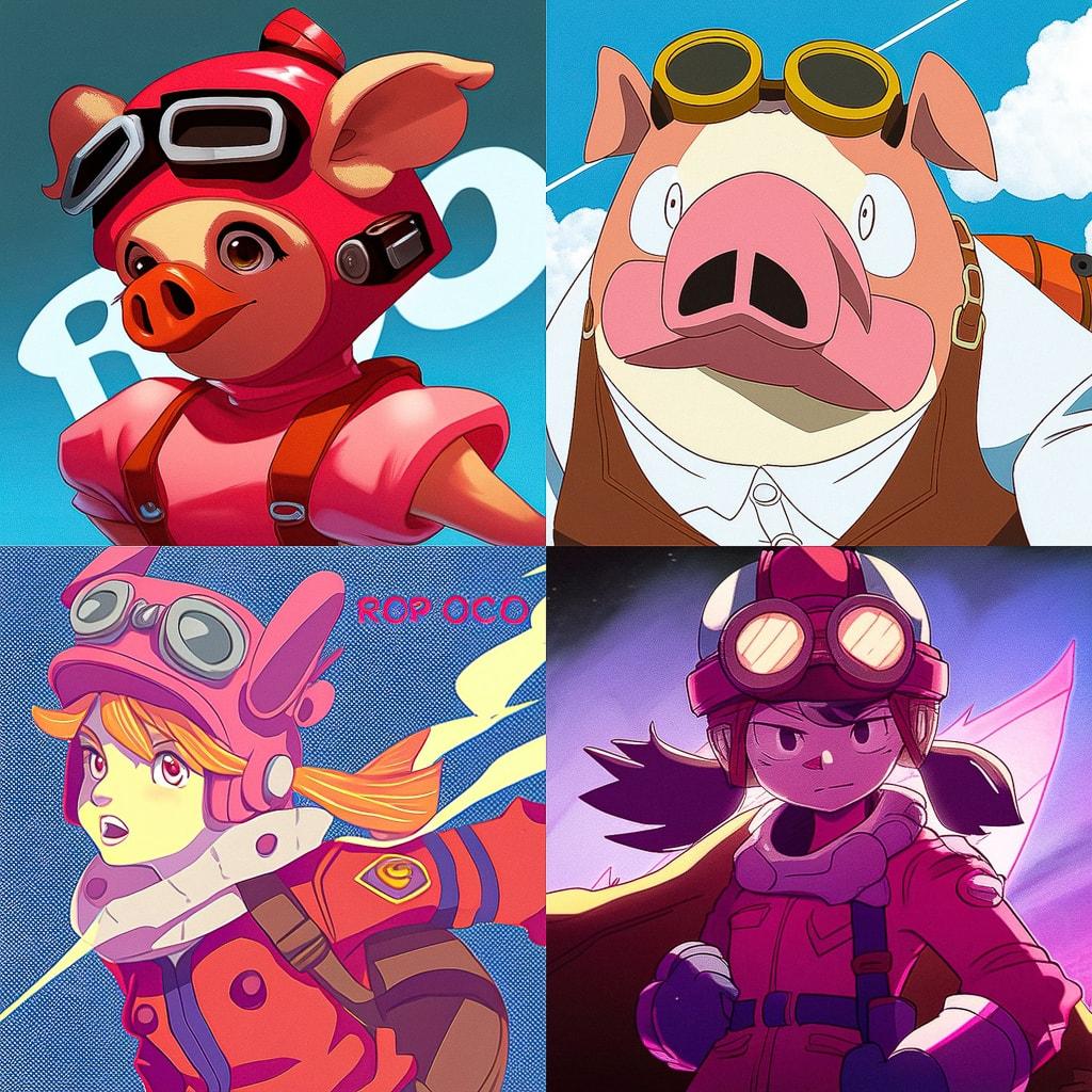 Porco Rosso style, Midjourney Niji 4, render 1 of 4