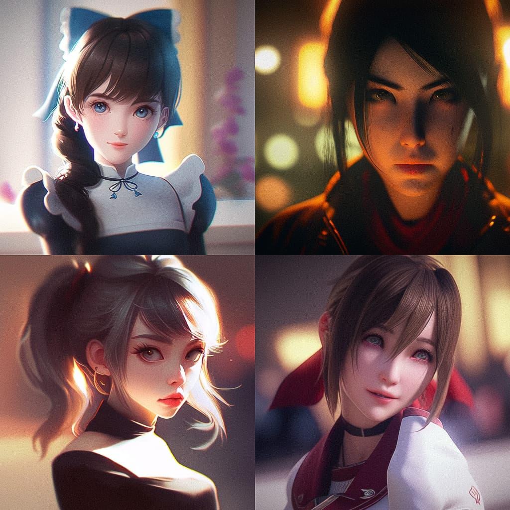 Portrait shot with side lighting style, Midjourney Niji 5, render 1 of 4
