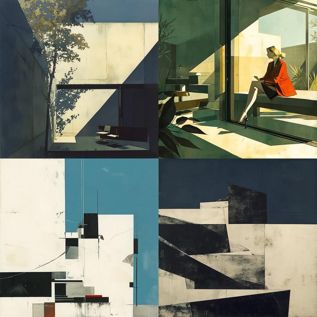 Poul Kjaerholm style, Midjourney Niji 6, render 1 of 4