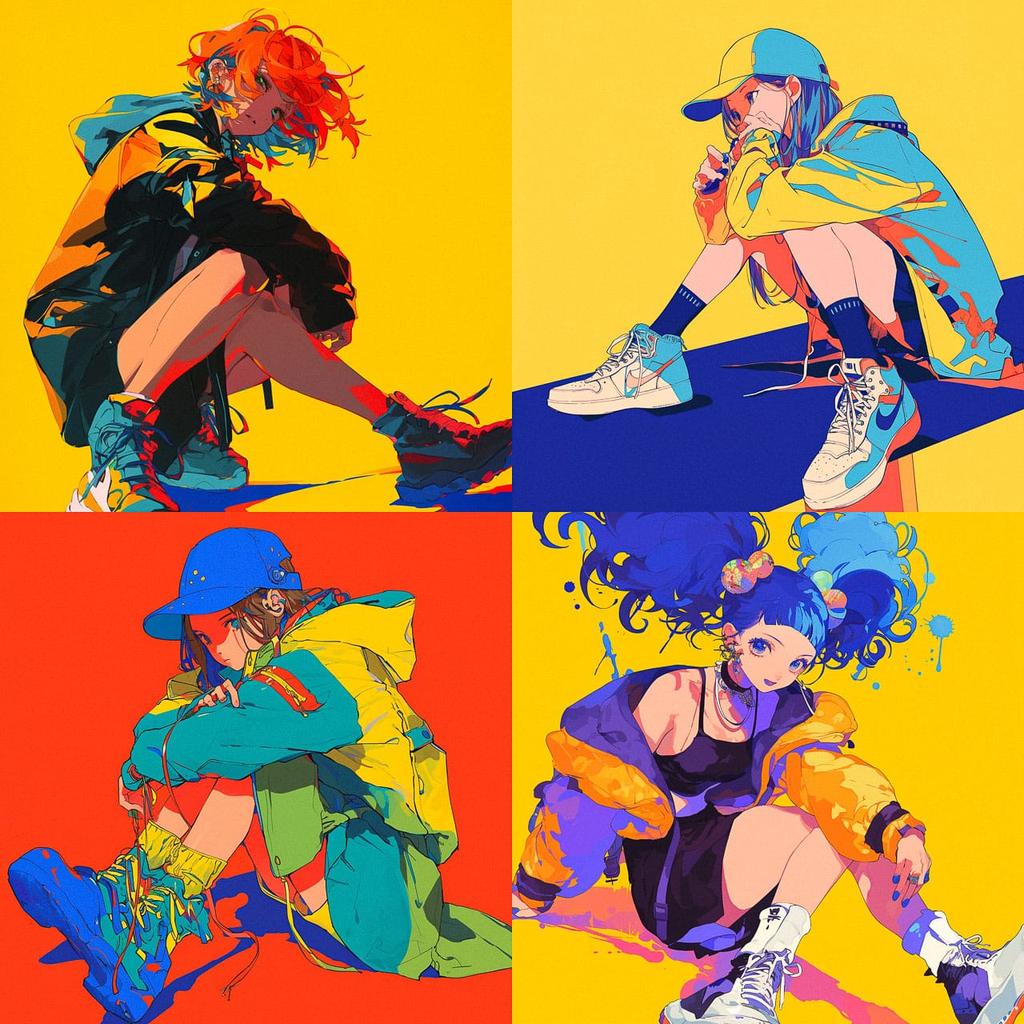 Primary colors style, Midjourney Niji 6, render 1 of 4