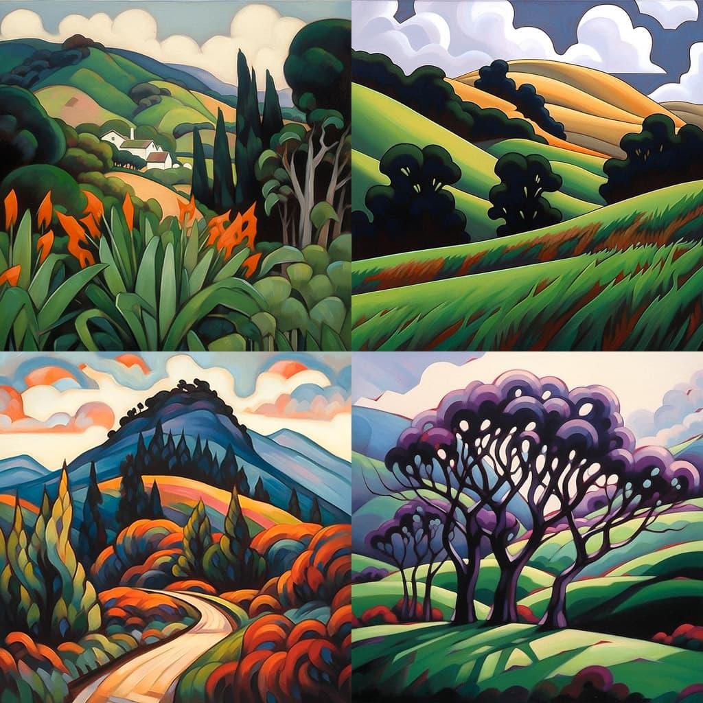 Prudence Heward style, Midjourney Niji 5, render 1 of 4