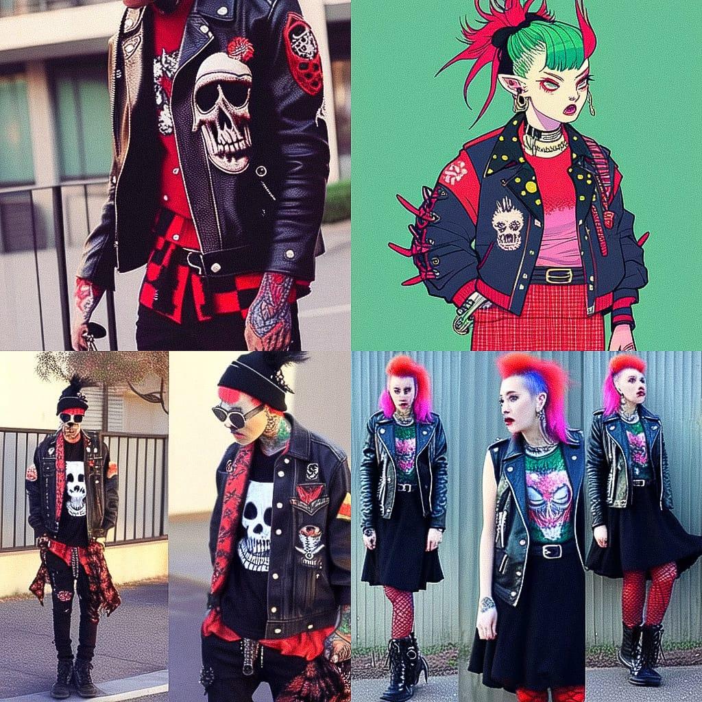 Psychobilly fashion style, Midjourney Niji 4, render 1 of 4