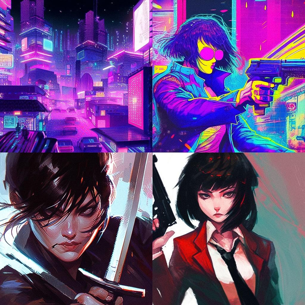 Pulp art style, Midjourney Niji 4, render 1 of 4