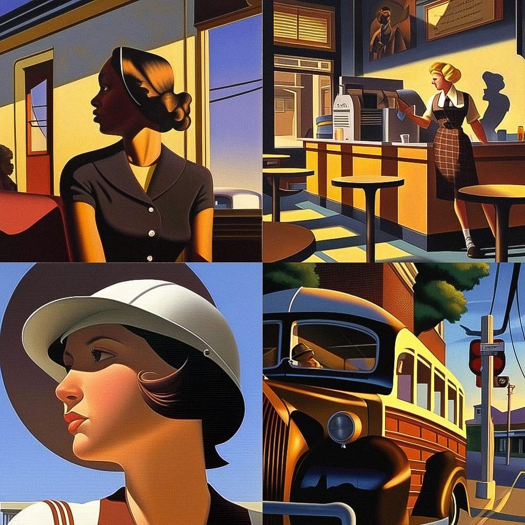 R. Kenton Nelson style, Midjourney Niji 4, render 1 of 4