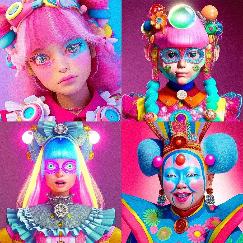 Rachel Maclean style, Midjourney Niji 4, render 1 of 4