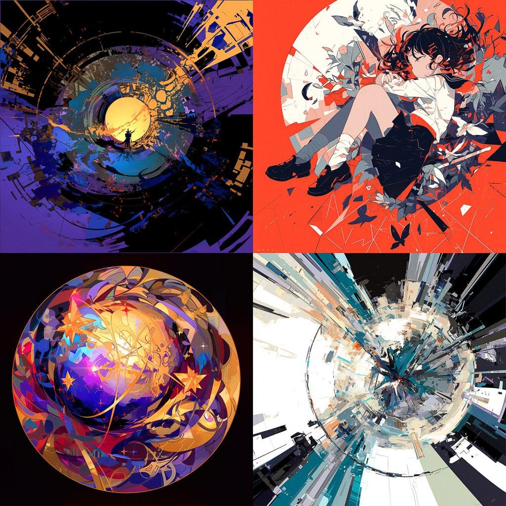 Radial composition style, Midjourney Niji 6, render 1 of 4