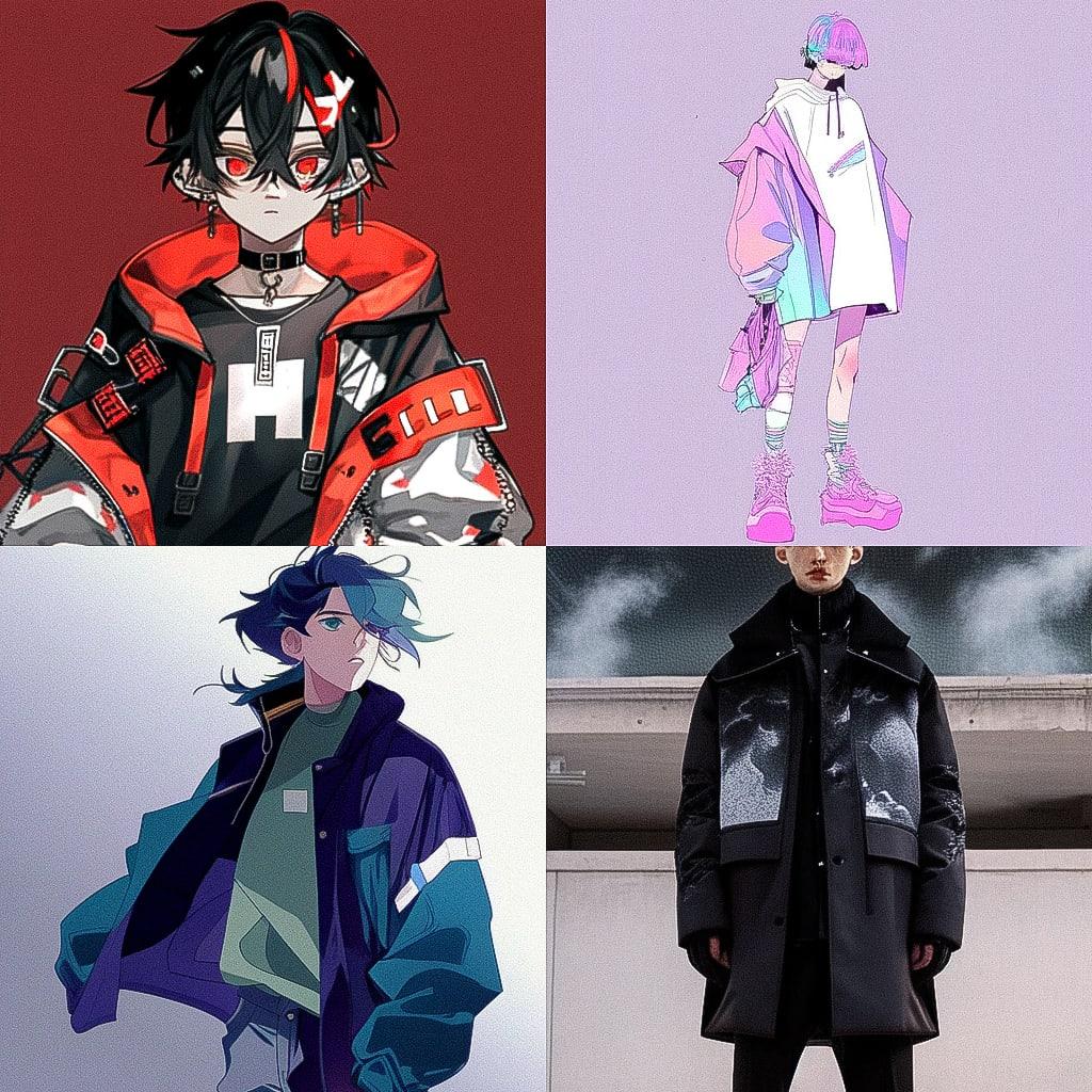 Raf Simons style, Midjourney Niji 4, render 1 of 4