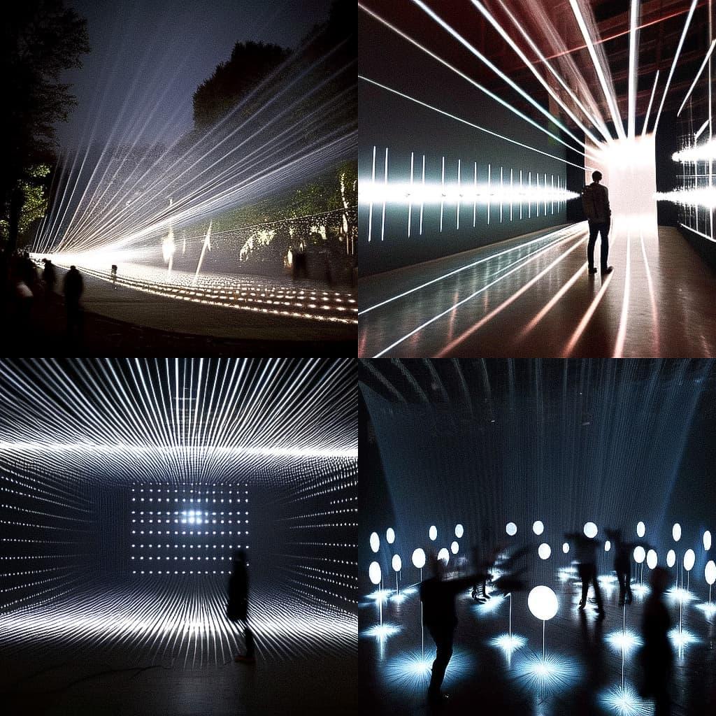 Rafael Lozano-Hemmer style, Midjourney Niji 4, render 1 of 4