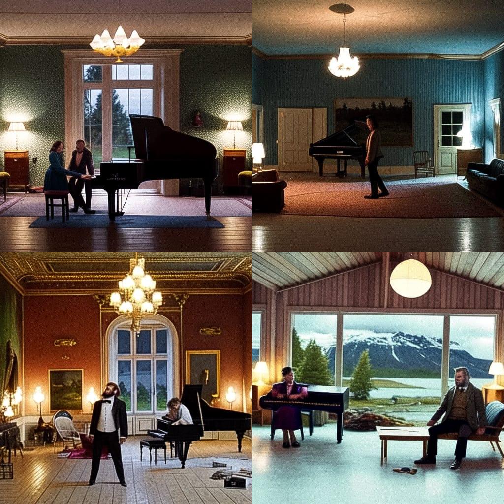 Ragnar Kjartansson style, Midjourney Niji 4, render 1 of 4