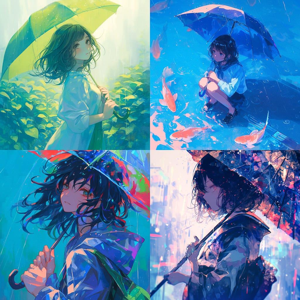 Rainy style, Midjourney Niji 6, render 1 of 4