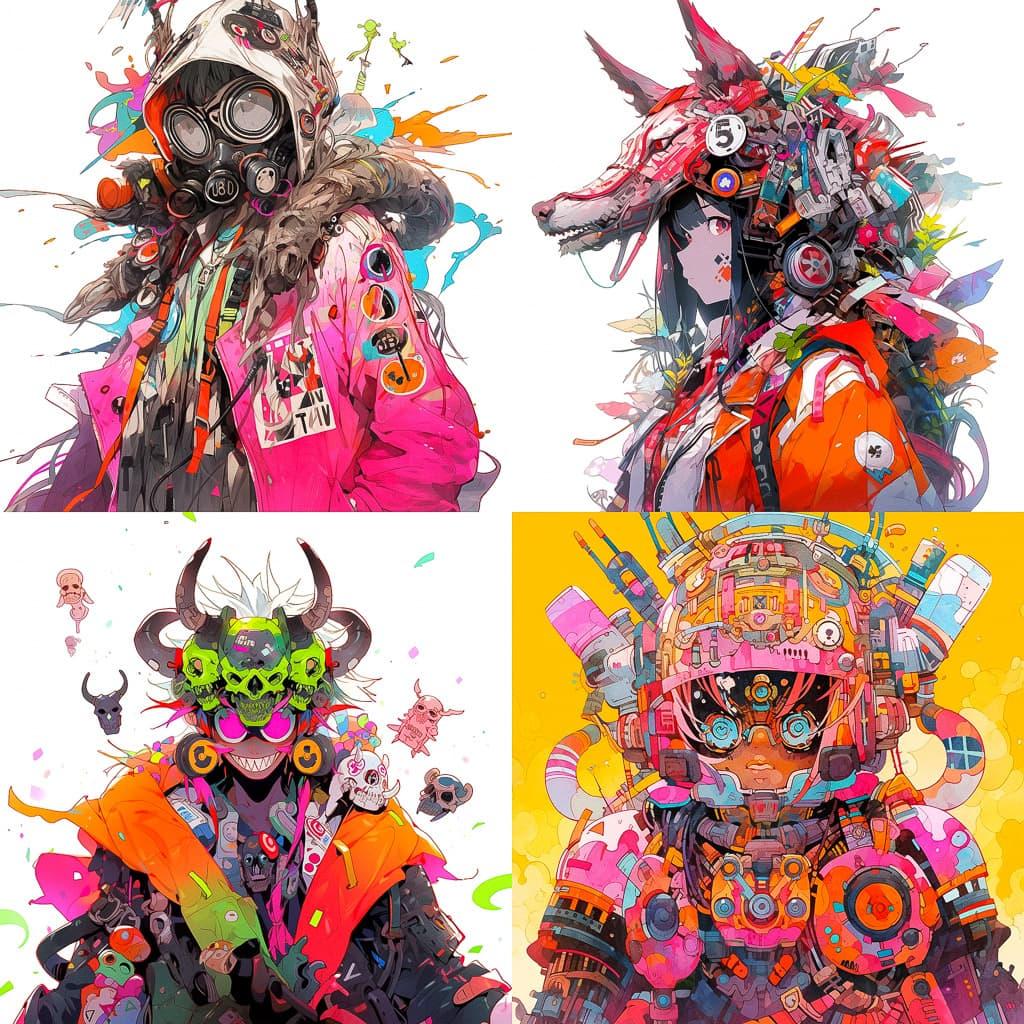 Rammellzee style, Midjourney Niji 5, render 1 of 4