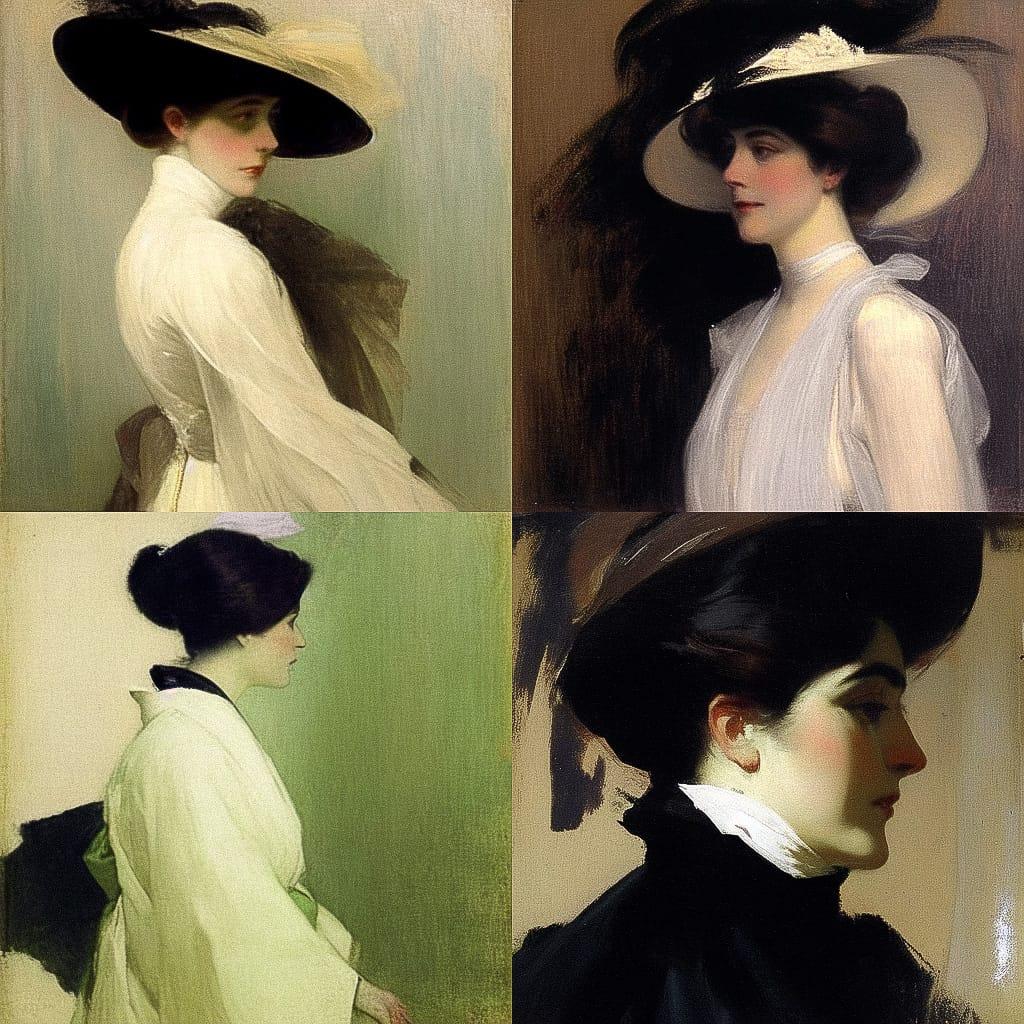 Ramon Casas style, Midjourney Niji 4, render 1 of 4