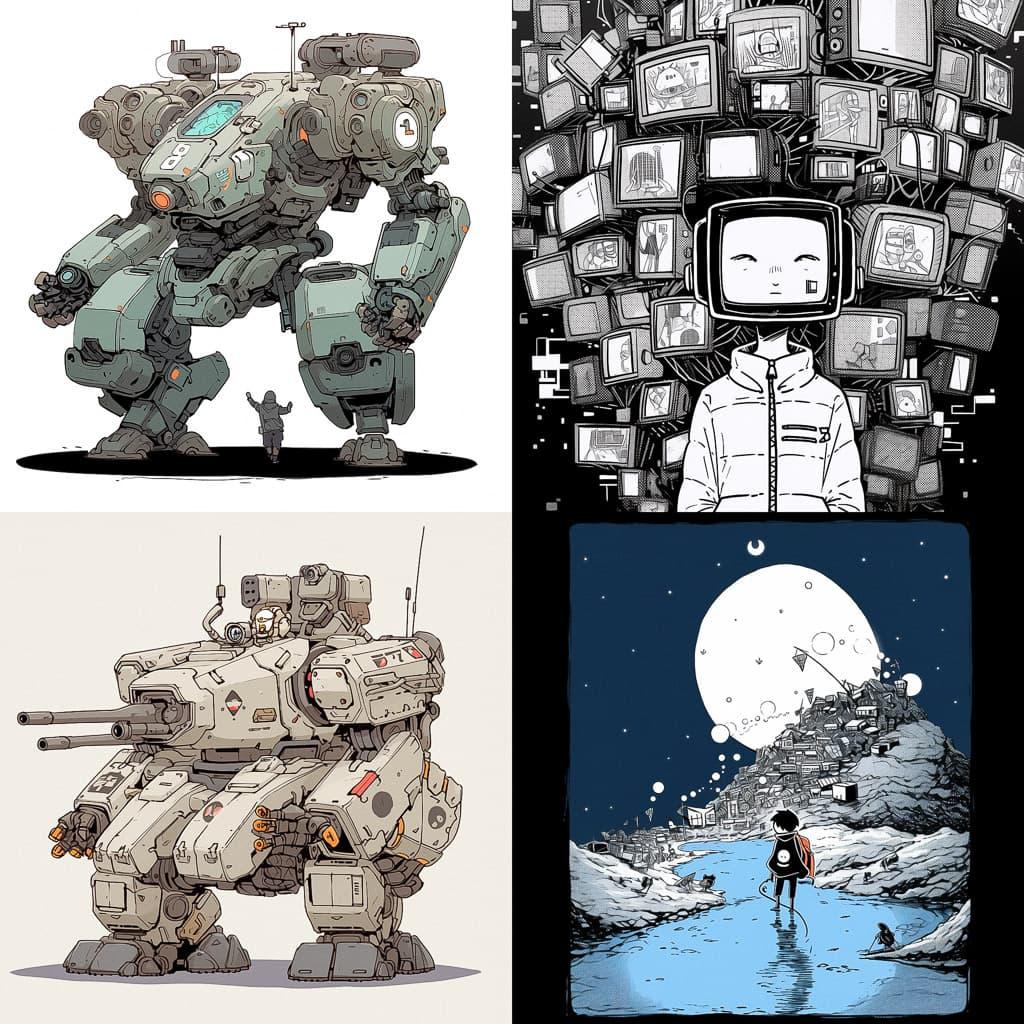 Randall Munroe style, Midjourney Niji 5, render 1 of 4