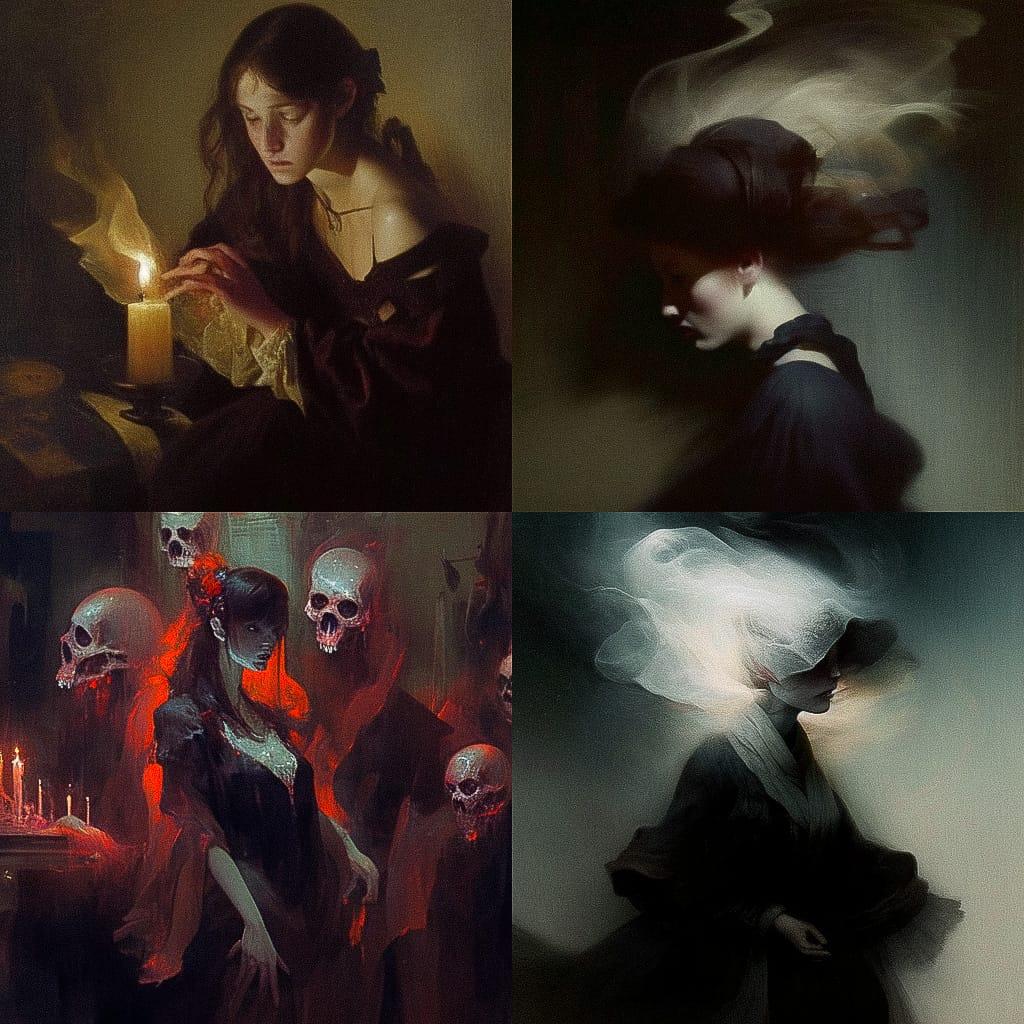 Ray Donley style, Midjourney Niji 4, render 1 of 4