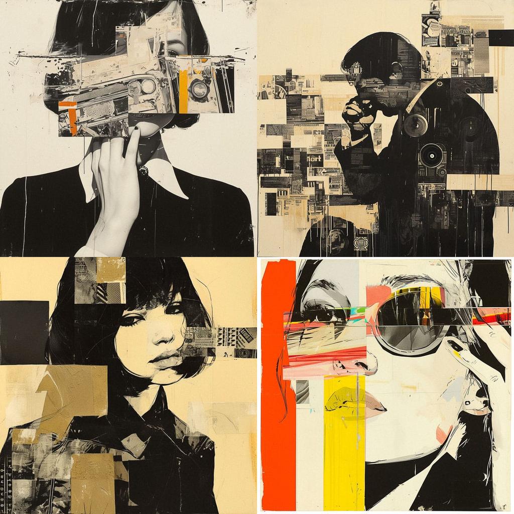 Ray Johnson style, Midjourney Niji 6, render 1 of 4