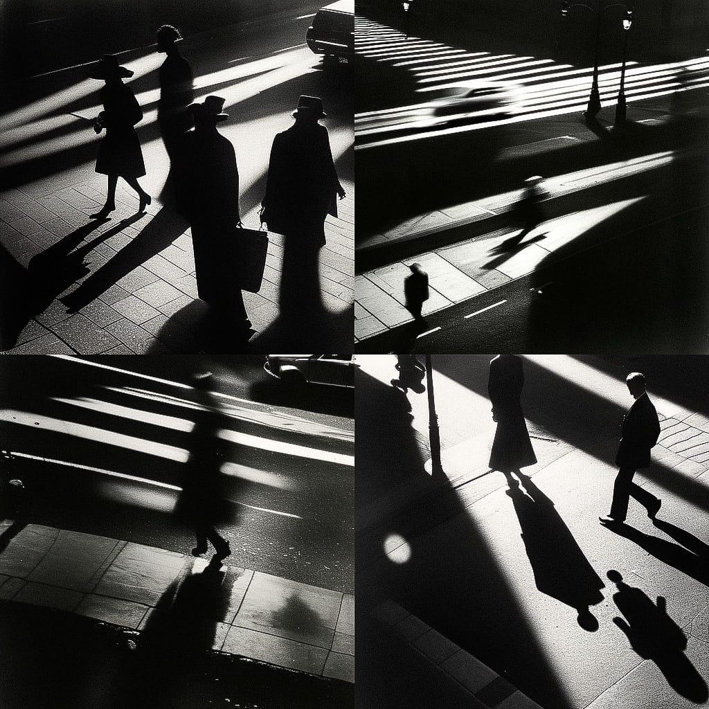 Ray Metzker style, Midjourney Niji 4, render 1 of 4