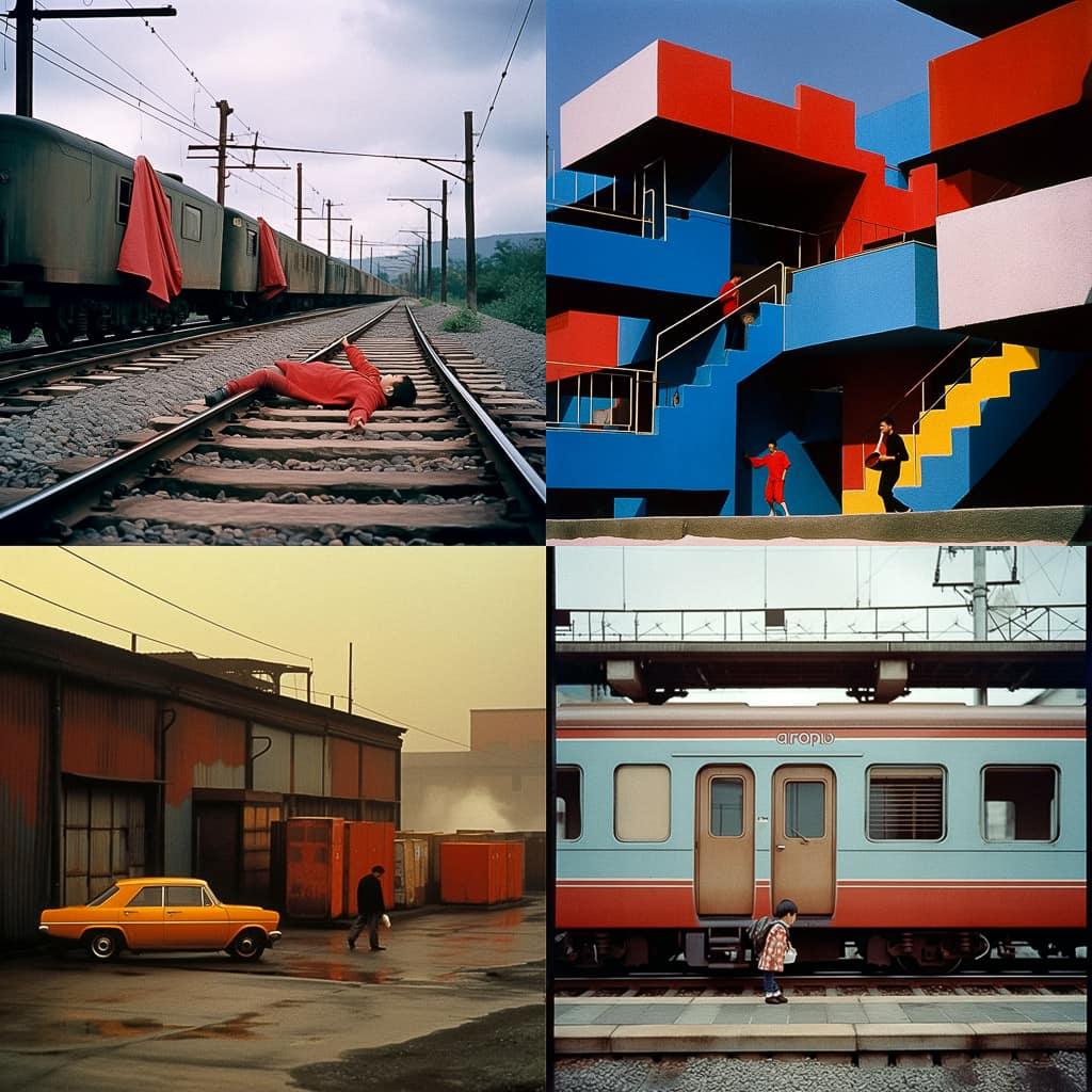 Raymond Depardon style, Midjourney Niji 5, render 1 of 4