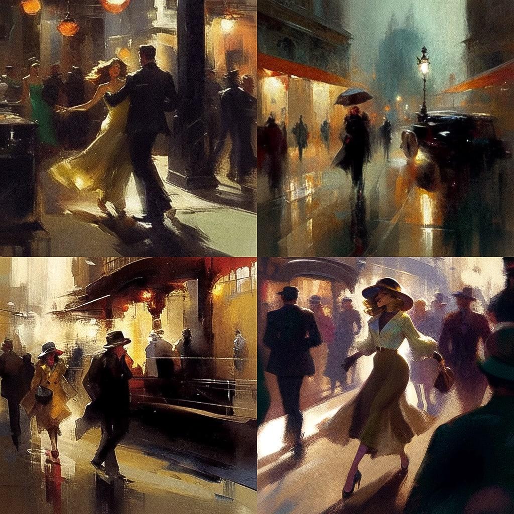 Raymond Leech style, Midjourney Niji 4, render 1 of 4
