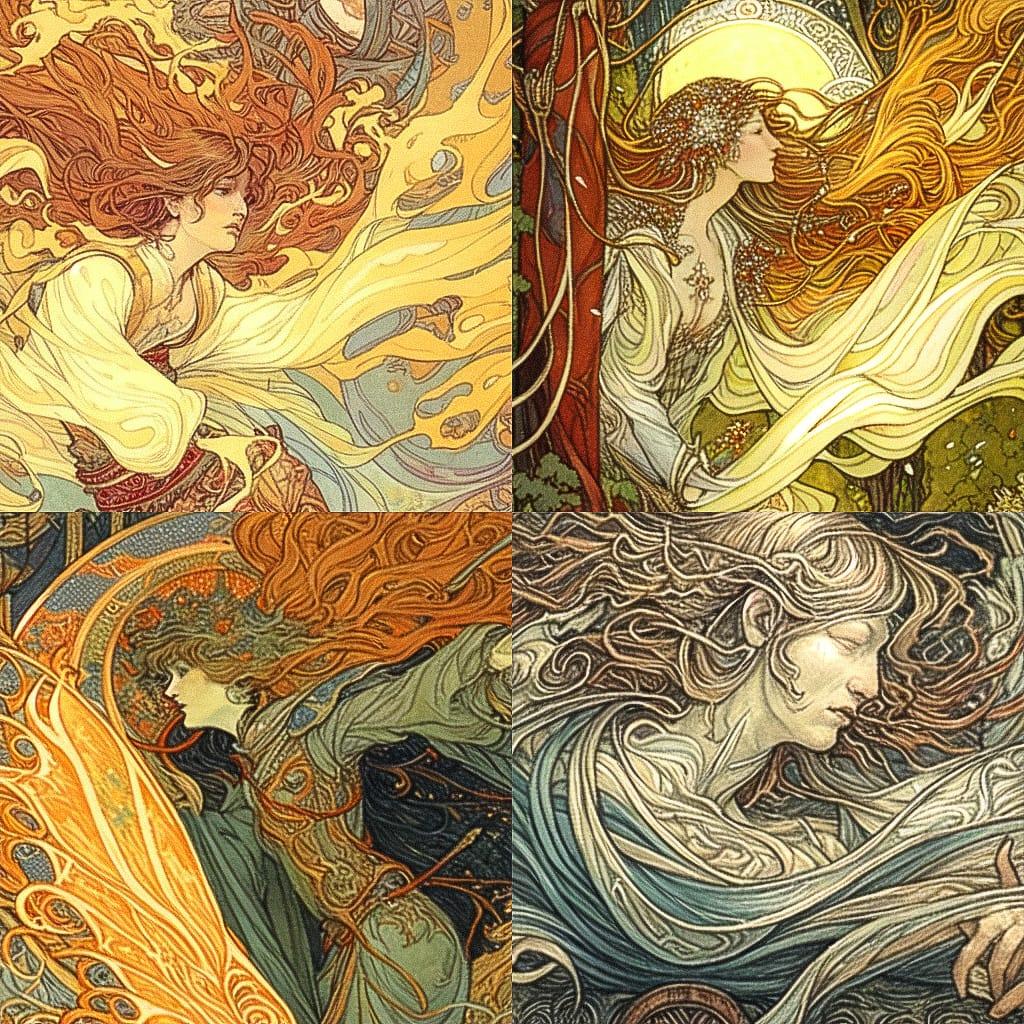 Rebecca Guay style, Midjourney Niji 4, render 1 of 4