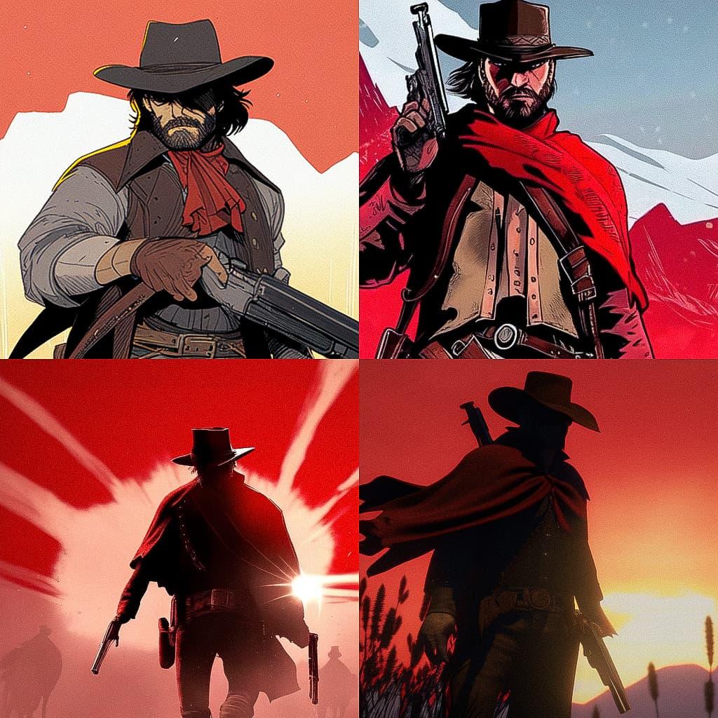Red Dead Redemption style, Midjourney Niji 5, render 1 of 4