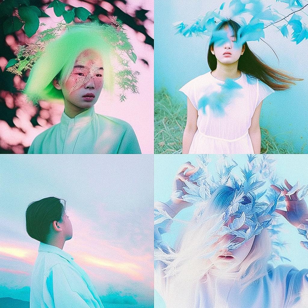 Ren Hang style, Midjourney Niji 4, render 1 of 4