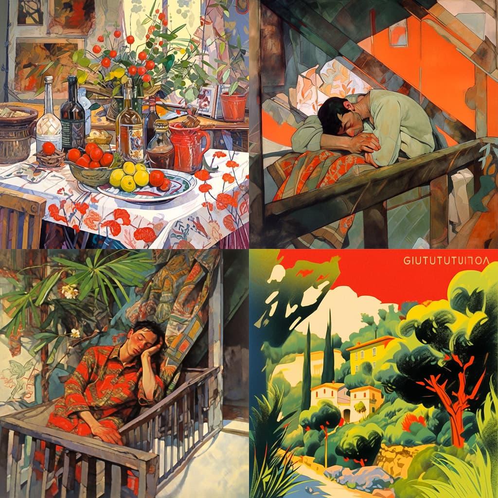 Renato Guttuso style, Midjourney Niji 5, render 1 of 4