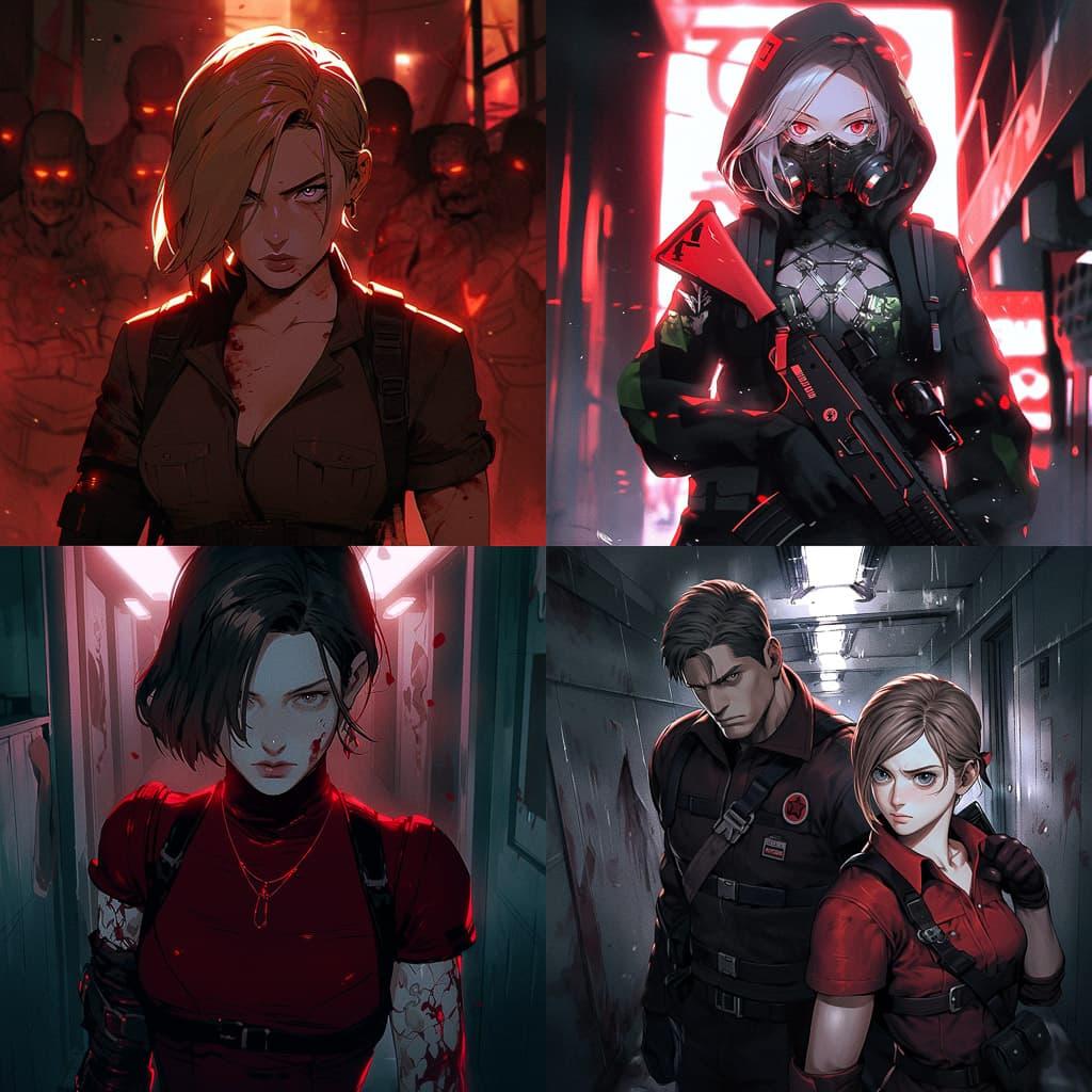 Resident Evil style, Midjourney Niji 5, render 1 of 4